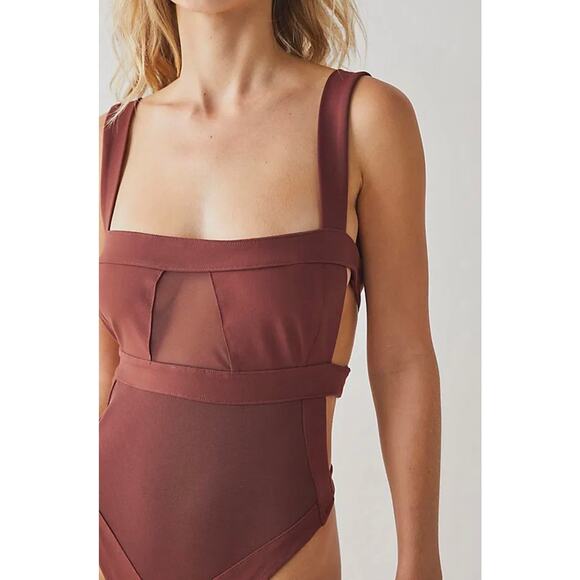 Free People Intimately Love Bound Cut-Out Bodysuit‎ in Chocolate Size Small - Picture 1 of 8